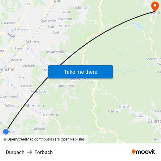 Durbach to Forbach map