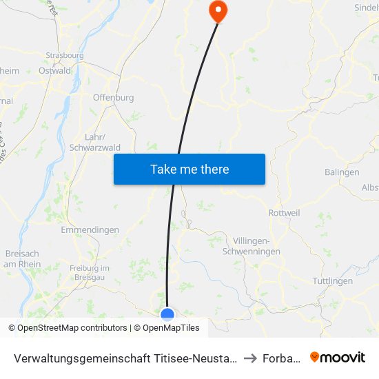 Verwaltungsgemeinschaft Titisee-Neustadt to Forbach map