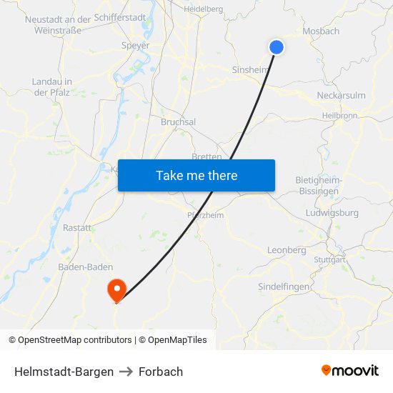 Helmstadt-Bargen to Forbach map