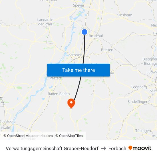 Verwaltungsgemeinschaft Graben-Neudorf to Forbach map