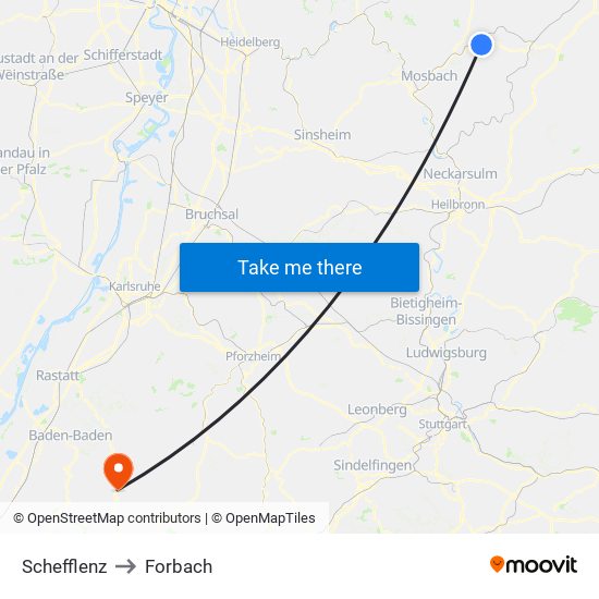 Schefflenz to Forbach map