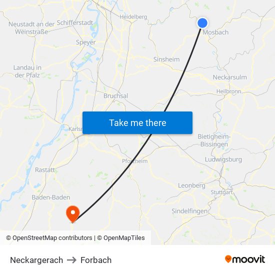 Neckargerach to Forbach map