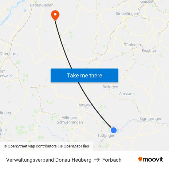 Verwaltungsverband Donau-Heuberg to Forbach map