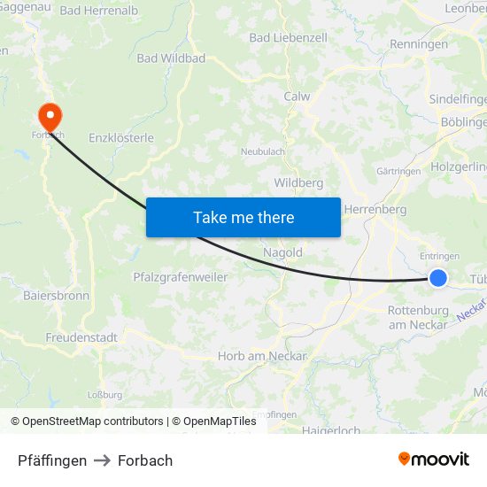 Pfäffingen to Forbach map