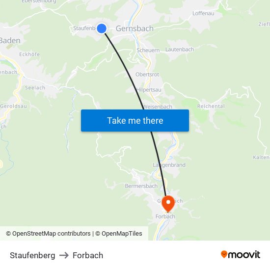 Staufenberg to Forbach map