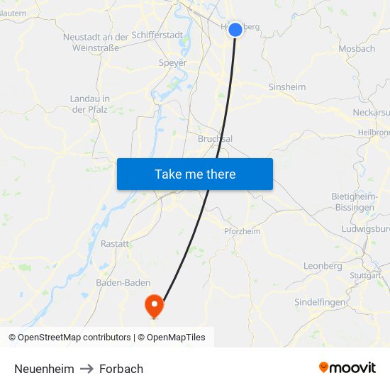 Neuenheim to Forbach map