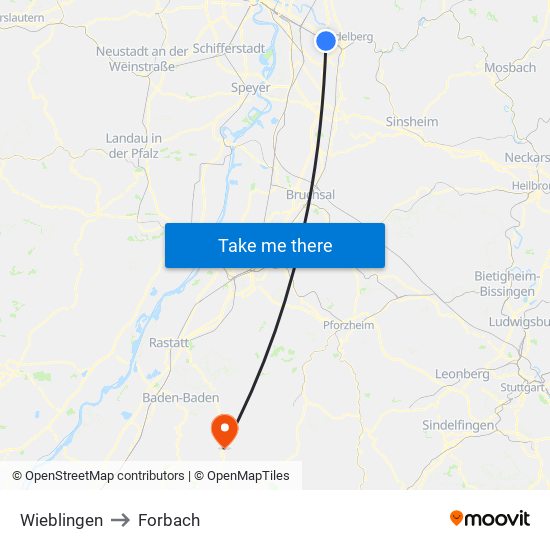 Wieblingen to Forbach map