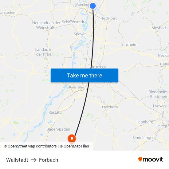 Wallstadt to Forbach map