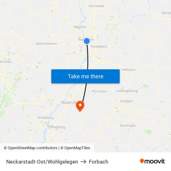 Neckarstadt-Ost/Wohlgelegen to Forbach map