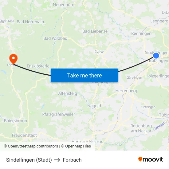 Sindelfingen (Stadt) to Forbach map