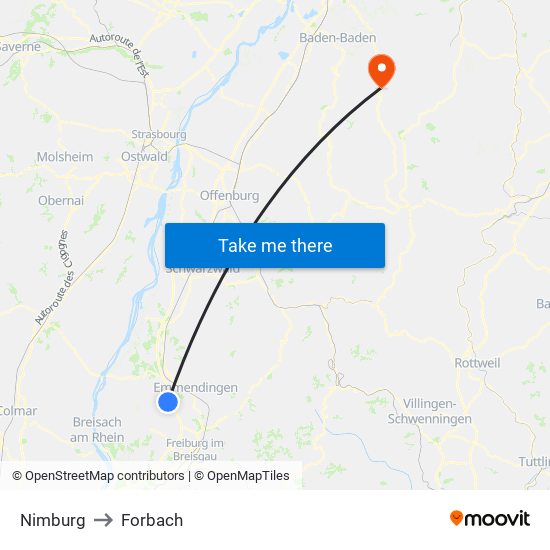 Nimburg to Forbach map