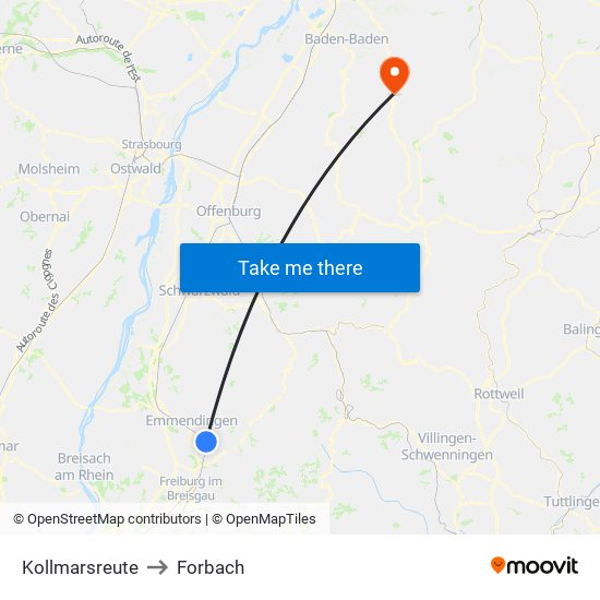 Kollmarsreute to Forbach map