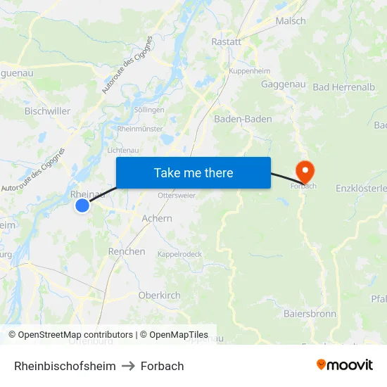 Rheinbischofsheim to Forbach map