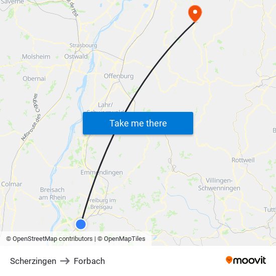 Scherzingen to Forbach map