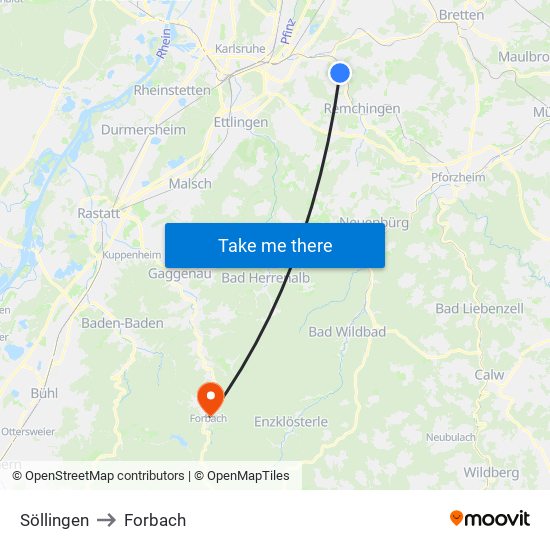 Söllingen to Forbach map