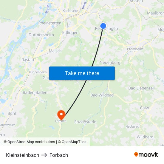 Kleinsteinbach to Forbach map