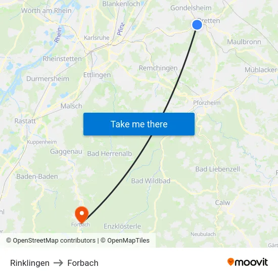 Rinklingen to Forbach map