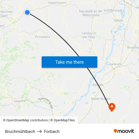 Bruchmühlbach to Forbach map