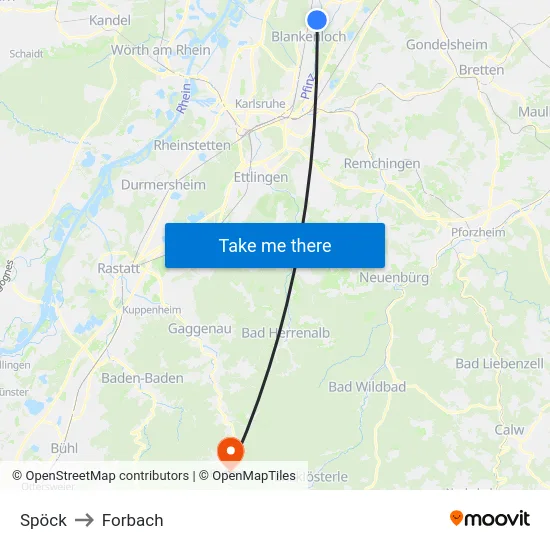 Spöck to Forbach map