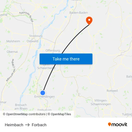 Heimbach to Forbach map