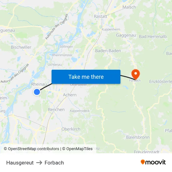 Hausgereut to Forbach map