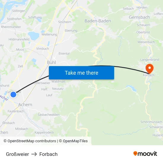 Großweier to Forbach map