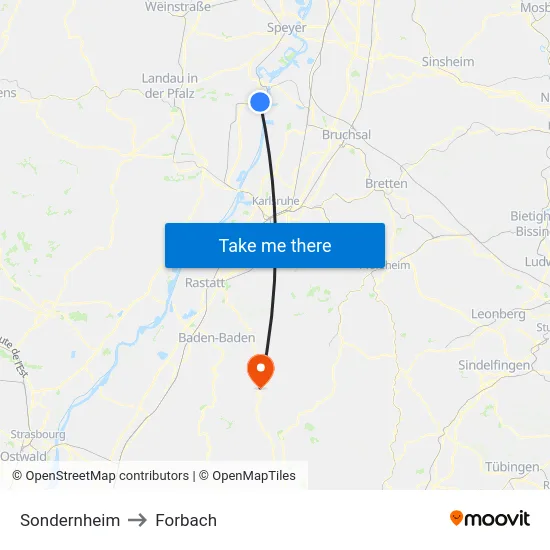 Sondernheim to Forbach map