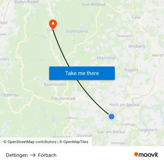 Dettingen to Forbach map