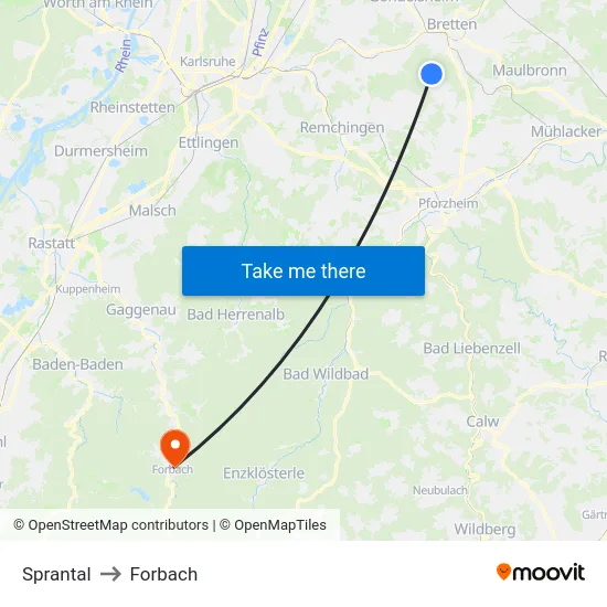 Sprantal to Forbach map