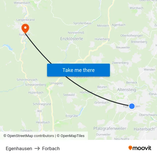 Egenhausen to Forbach map