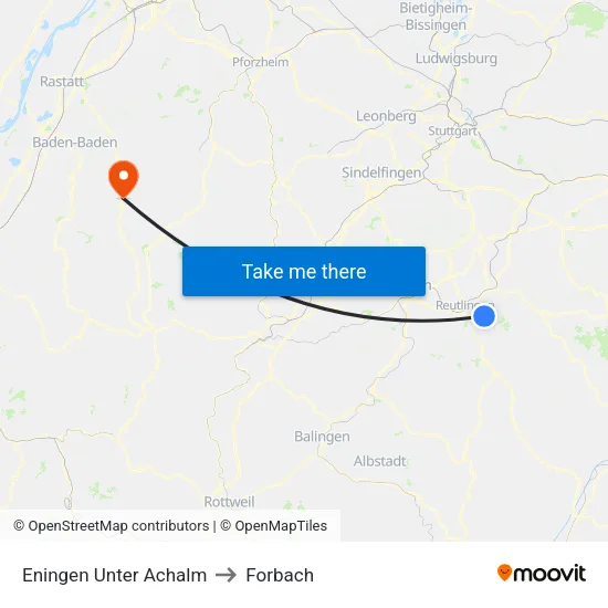 Eningen Unter Achalm to Forbach map