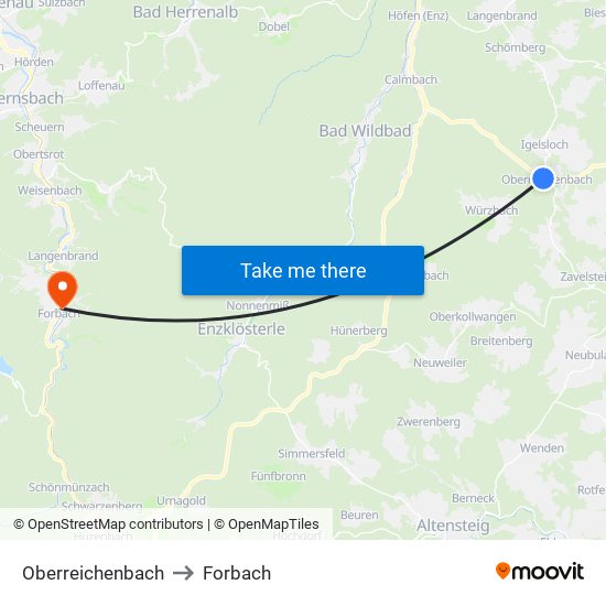 Oberreichenbach to Forbach map