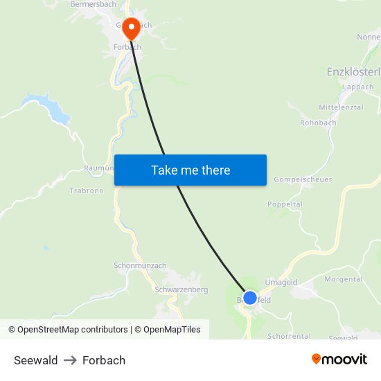 Seewald to Forbach map