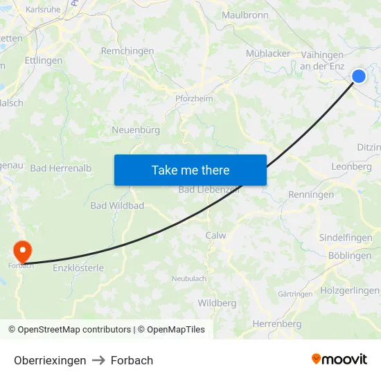 Oberriexingen to Forbach map