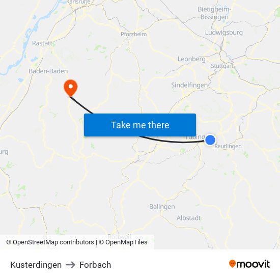 Kusterdingen to Forbach map