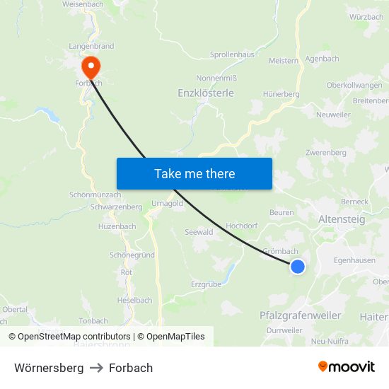 Wörnersberg to Forbach map