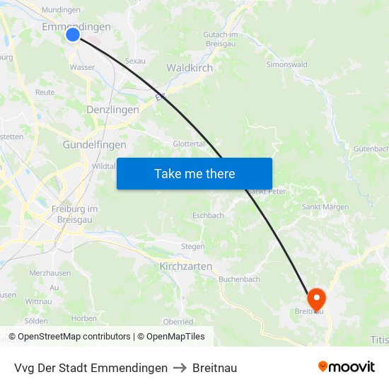 Vvg Der Stadt Emmendingen to Breitnau map