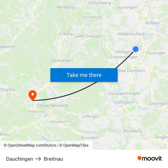 Dauchingen to Breitnau map