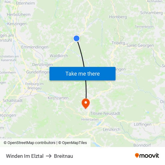 Winden Im Elztal to Breitnau map