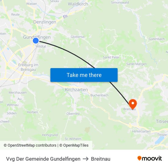 Vvg Der Gemeinde Gundelfingen to Breitnau map