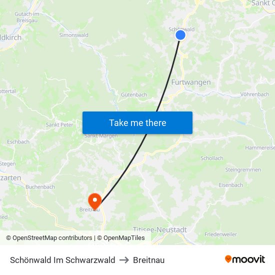 Schönwald Im Schwarzwald to Breitnau map