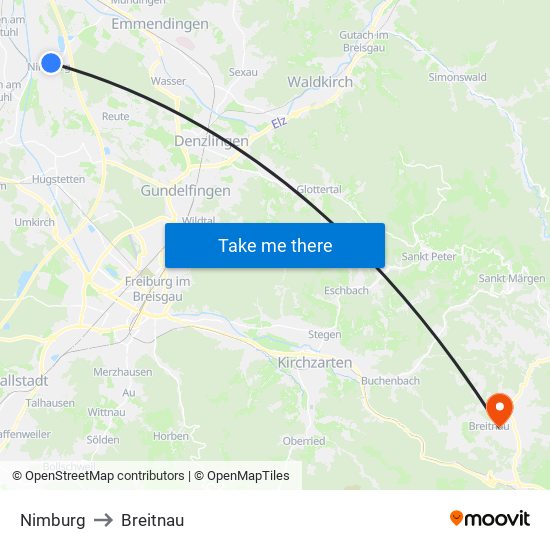 Nimburg to Breitnau map