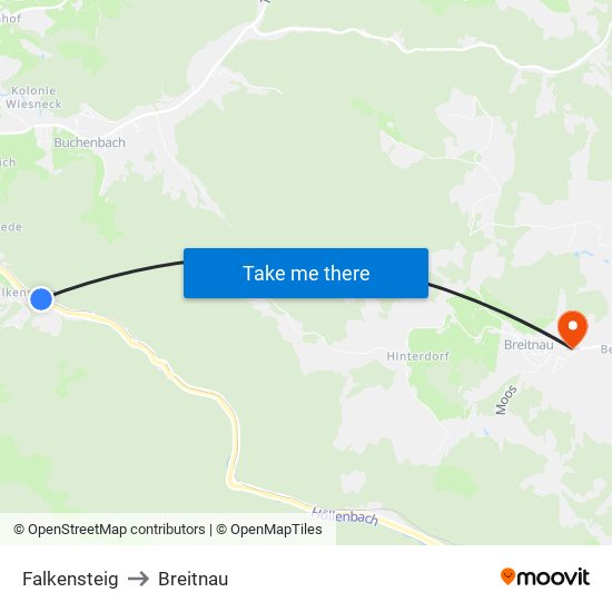 Falkensteig to Breitnau map