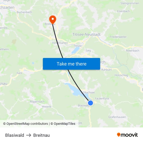 Blasiwald to Breitnau map