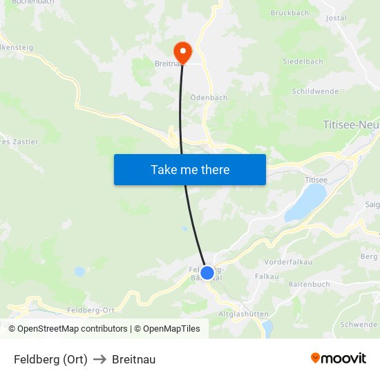 Feldberg (Ort) to Breitnau map