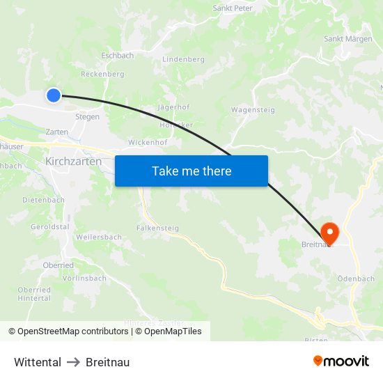 Wittental to Breitnau map