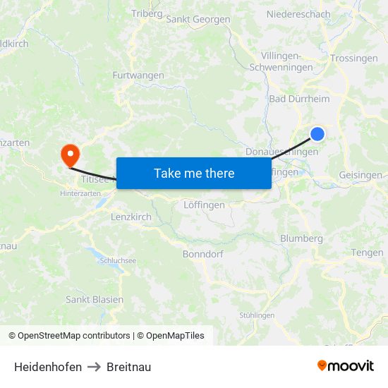 Heidenhofen to Breitnau map