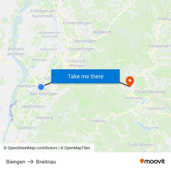 Biengen to Breitnau map