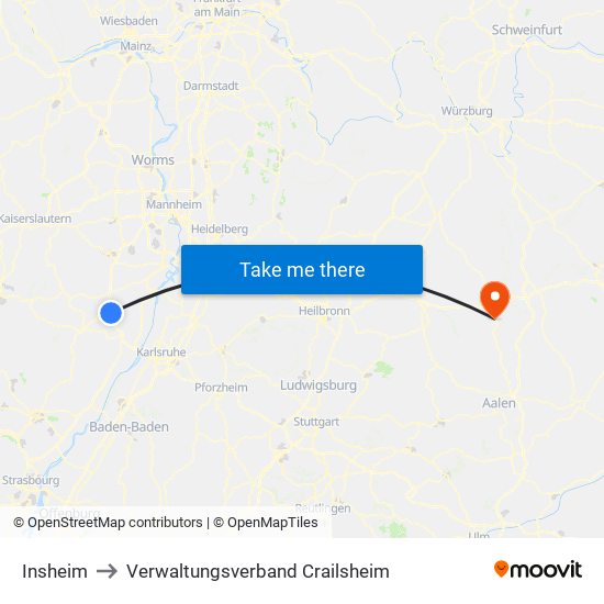 Insheim to Verwaltungsverband Crailsheim map