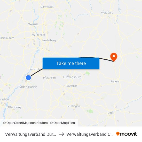 Verwaltungsverband Durmersheim to Verwaltungsverband Crailsheim map